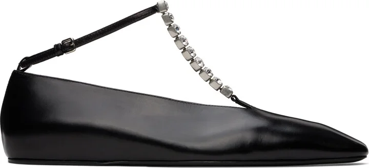 Jil Sander Black Square Toe Ballerina Flats