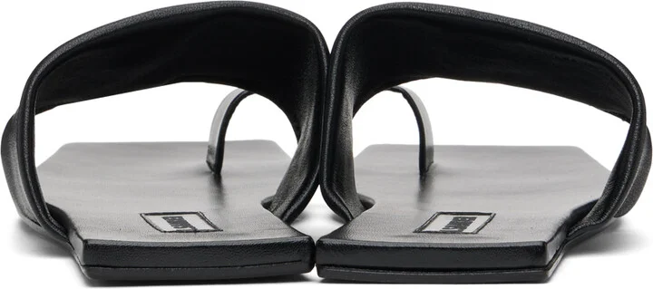 Jil Sander Black Square Toe Flat Sandals - Image 2