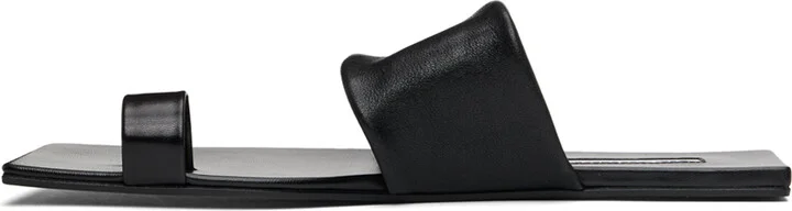 Jil Sander Black Square Toe Flat Sandals - Image 3