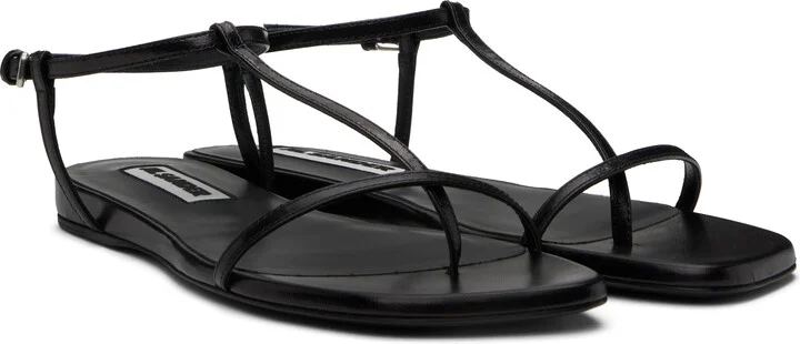 Jil Sander Black Square Toe Sandals - Image 4