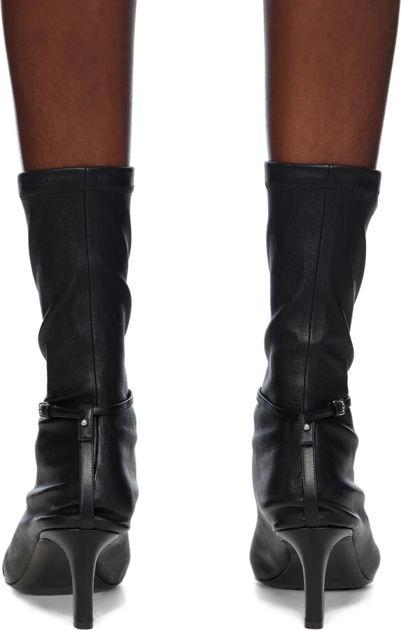 Jil Sander Black Stretch Leaf Nappa Boots - Image 2