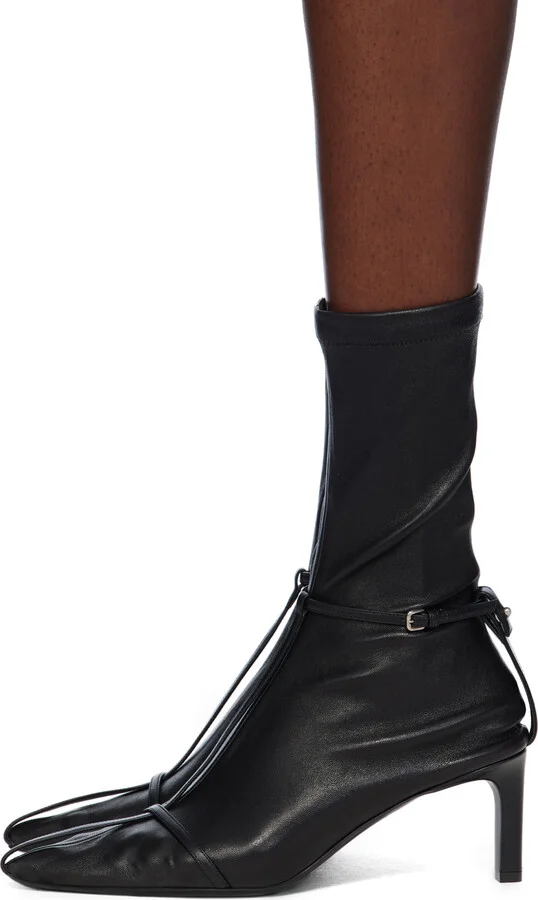 Jil Sander Black Stretch Leaf Nappa Boots - Image 3