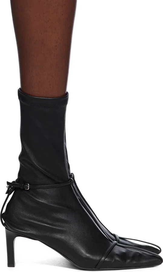 Jil Sander Black Stretch Leaf Nappa Boots
