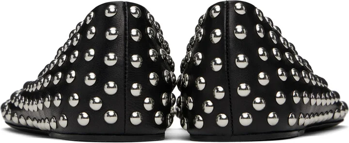Jil Sander Black Studded Leather Ballerina Flats - Image 2