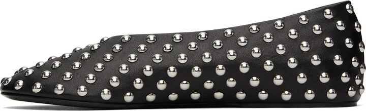 Jil Sander Black Studded Leather Ballerina Flats - Image 3