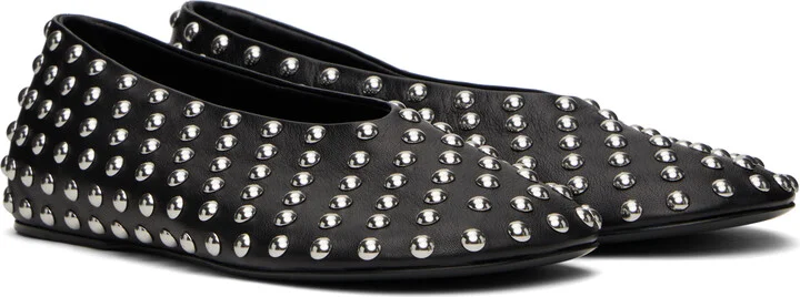 Jil Sander Black Studded Leather Ballerina Flats - Image 4
