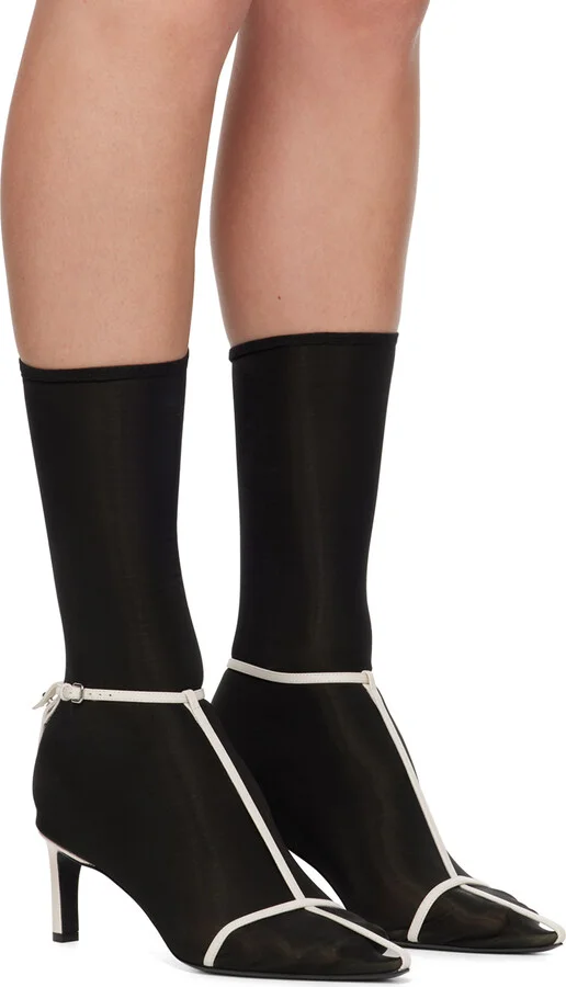 Jil Sander Black & White Ankle Boots - Image 4