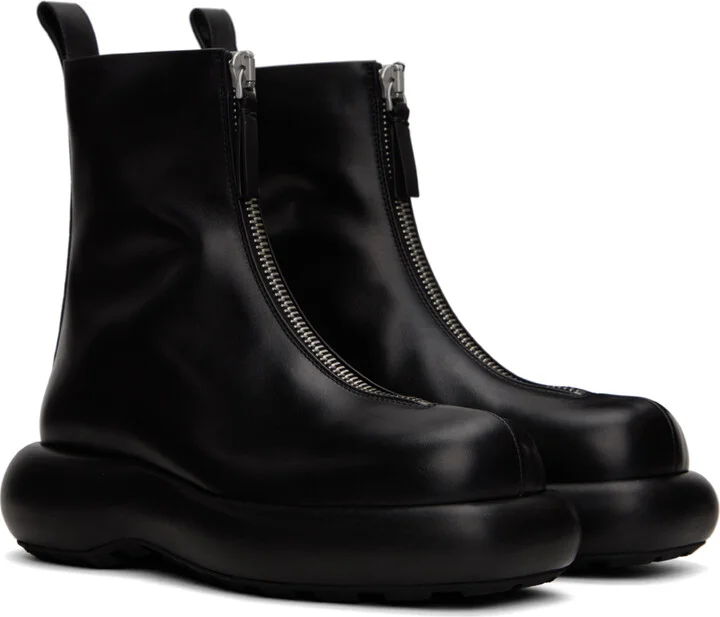 Jil Sander Black Zip Boots - Image 4