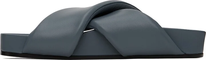 Jil Sander Blue Padded Sandals - Image 3