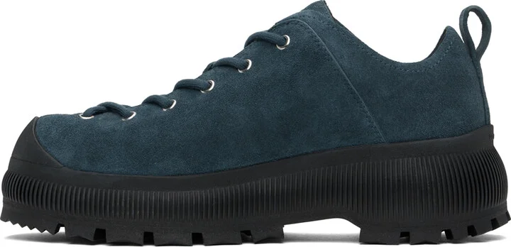 Jil Sander Blue Thick Suede Reverse Sneakers - Image 3