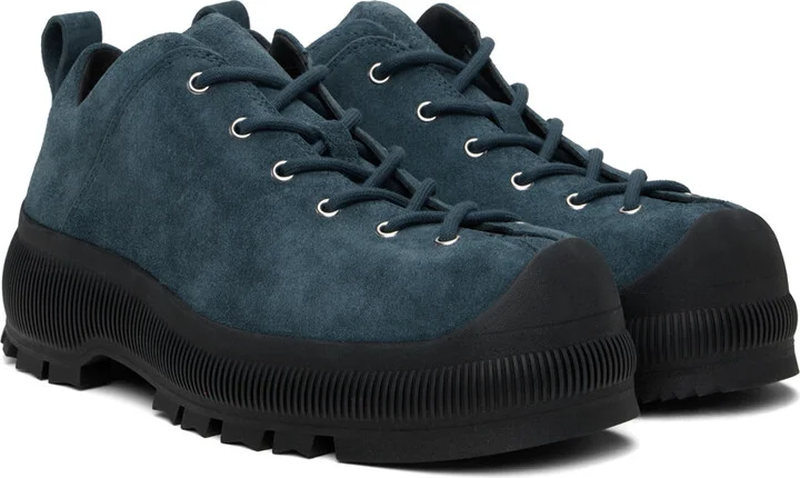 Jil Sander Blue Thick Suede Reverse Sneakers - Image 4