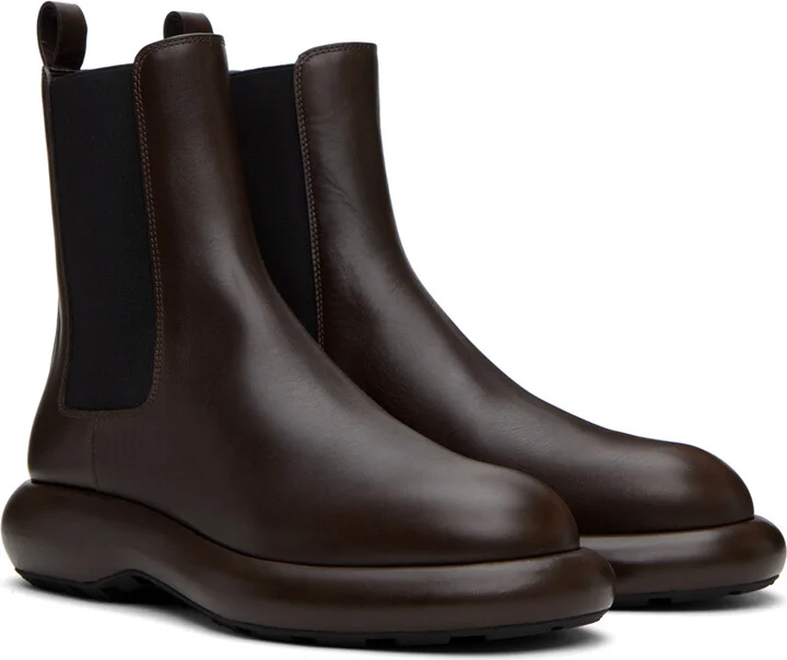 Jil Sander Brown Platform Chelsea Boots - Image 4
