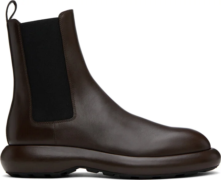 Jil Sander Brown Platform Chelsea Boots
