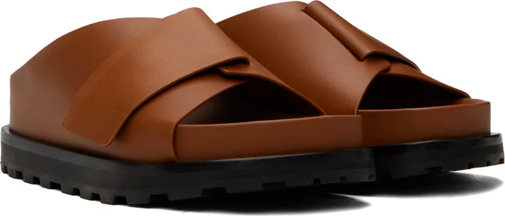 Jil Sander Brown Slip On Slides - Image 4