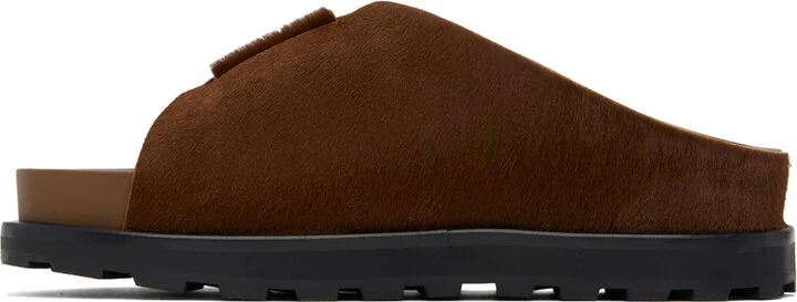 Jil Sander Brown Slip On Slides - Image 3