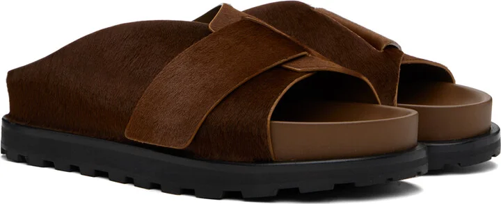 Jil Sander Brown Slip On Slides - Image 4