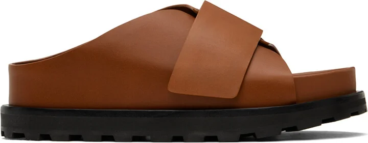 Jil Sander Brown Slip On Slides