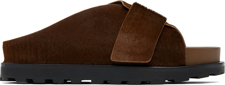 Jil Sander Brown Velcro Sandals
