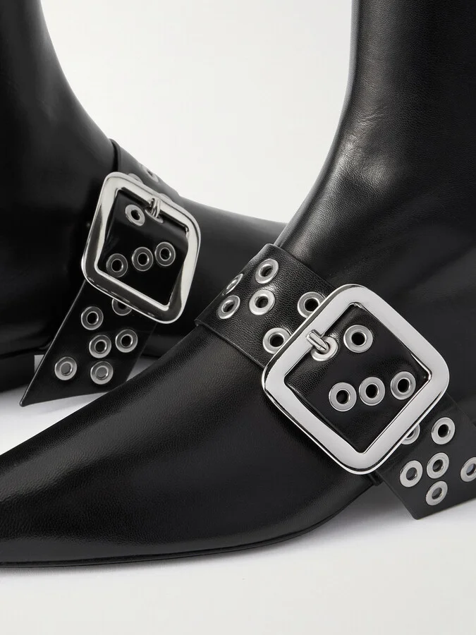 Jil Sander - Buckled Leather Ankle Boots - Black - Image 4