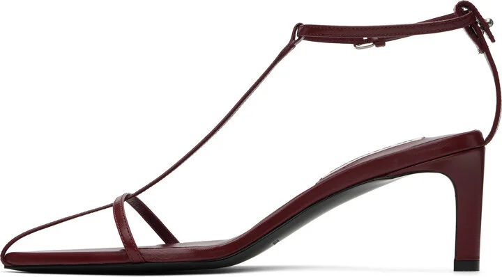 Jil Sander Burgundy High Heeled Sandals - Image 3