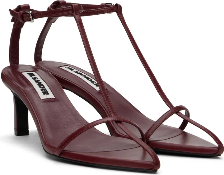 Jil Sander Burgundy High Heeled Sandals - Image 4