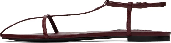 Jil Sander Burgundy Pointed Toe Sandals - Image 3