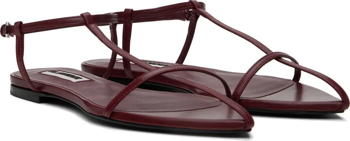Jil Sander Burgundy Pointed Toe Sandals - Image 4