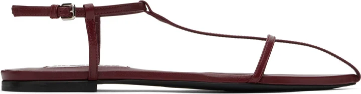 Jil Sander Burgundy Pointed Toe Sandals