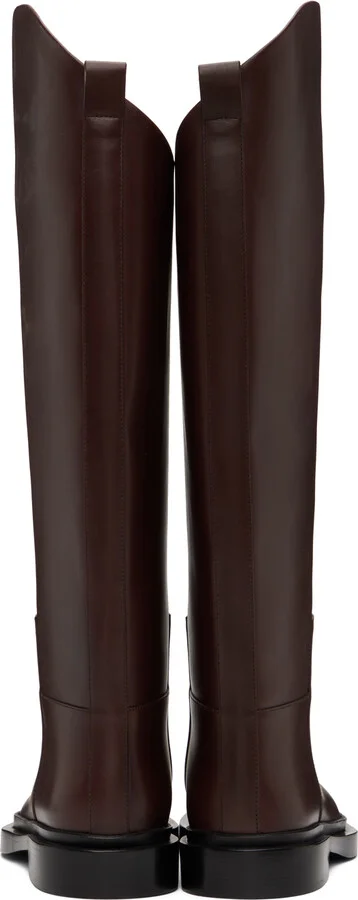 Jil Sander Burgundy Riding Tall Boots - Image 2