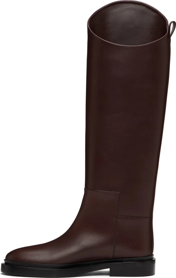 Jil Sander Burgundy Riding Tall Boots - Image 3