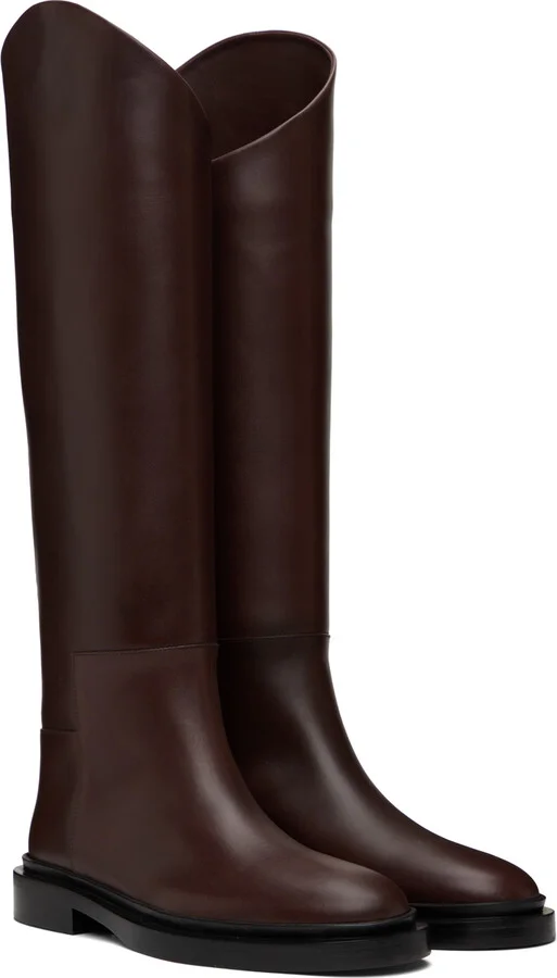 Jil Sander Burgundy Riding Tall Boots - Image 4