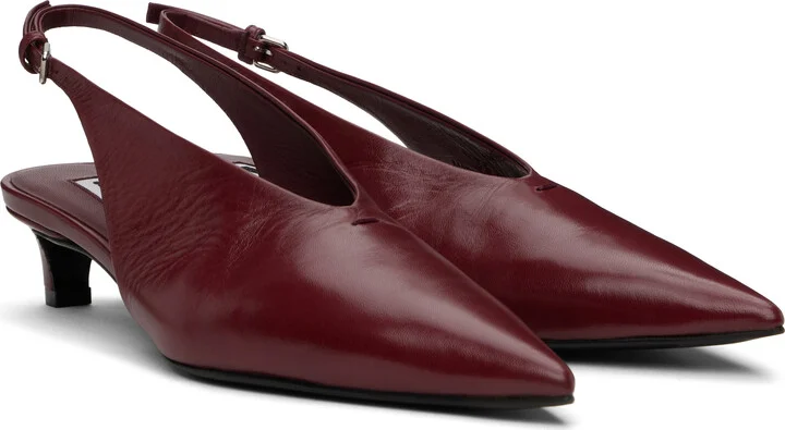 Jil Sander Burgundy Slingback Heels - Image 4