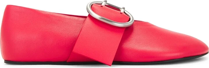 Jil Sander Cannolo Buckle Ballerina Flat in Red
