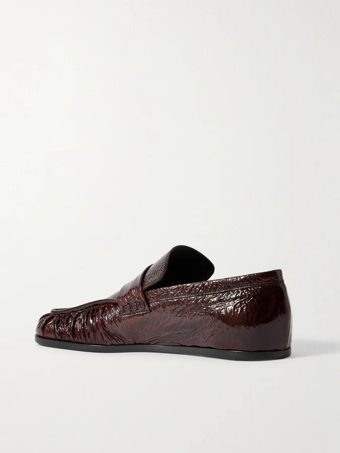 Jil Sander - Crinkled Glossed-leather Loafers - Brown - Image 3