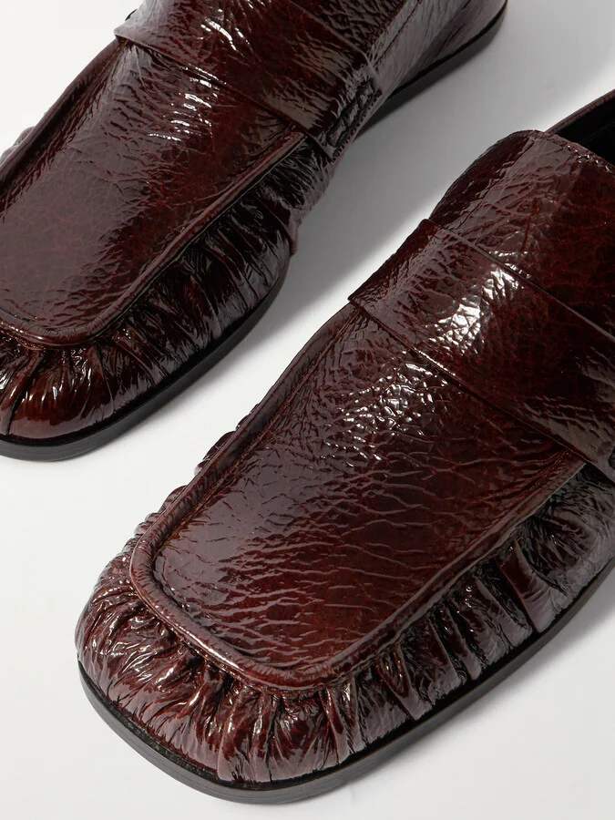 Jil Sander - Crinkled Glossed-leather Loafers - Brown - Image 4