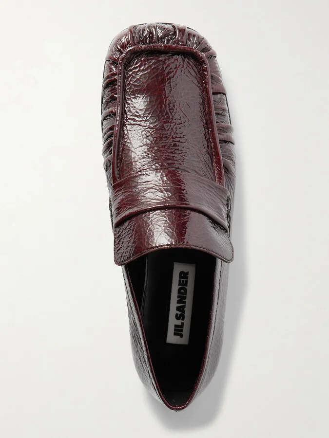 Jil Sander - Crinkled Glossed-leather Loafers - Brown - Image 5