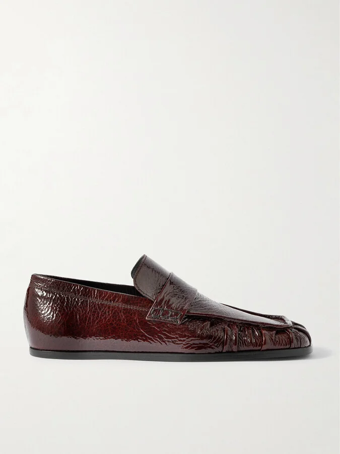 Jil Sander - Crinkled Glossed-leather Loafers - Brown