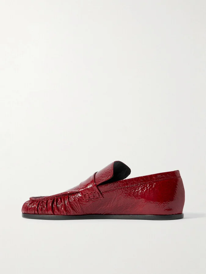 Jil Sander - Crinkled Glossed-leather Loafers - Red - Image 3