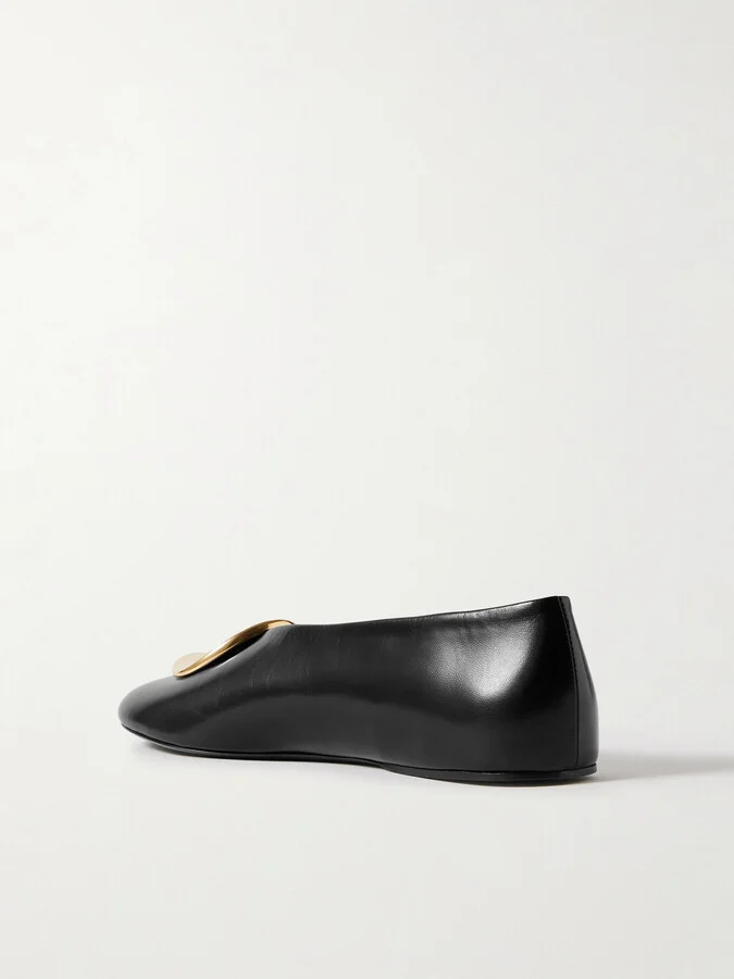 Jil Sander - Embellished Leather Ballet Flats - Black - Image 3