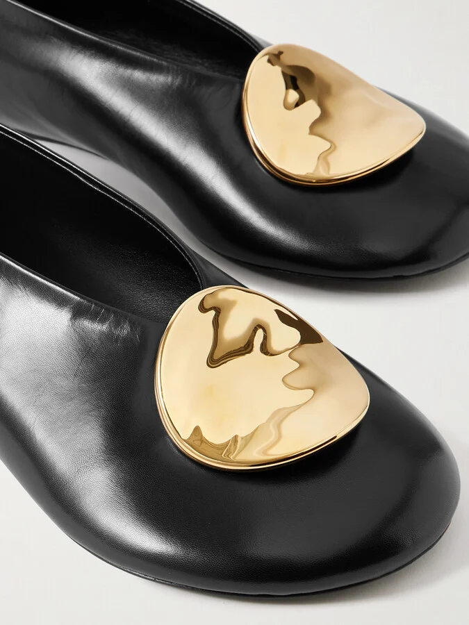 Jil Sander - Embellished Leather Ballet Flats - Black - Image 4