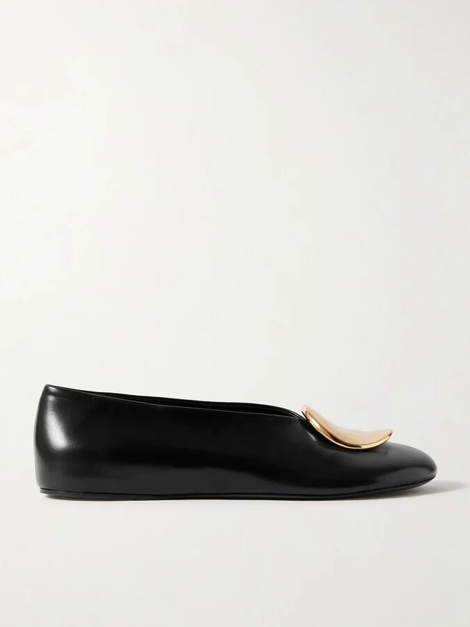 Jil Sander - Embellished Leather Ballet Flats - Black