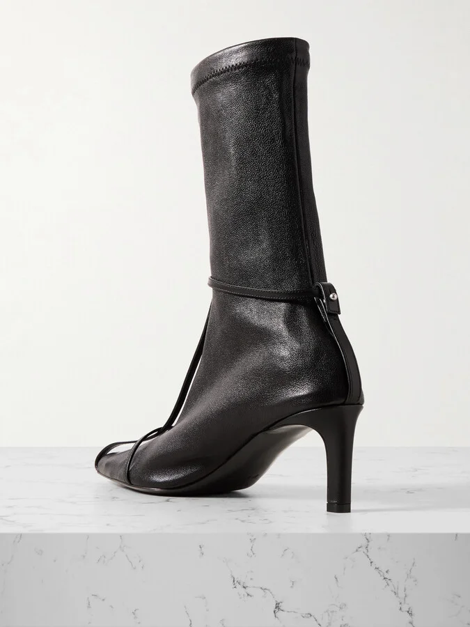 Jil Sander - Embellished Textured-leather Sock Boots - Black - Image 3
