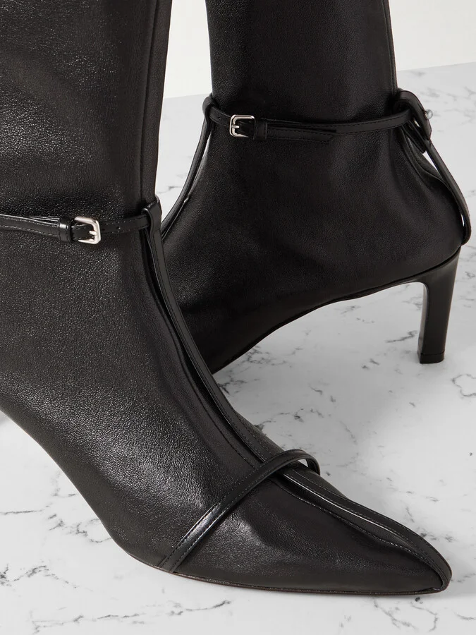 Jil Sander - Embellished Textured-leather Sock Boots - Black - Image 4