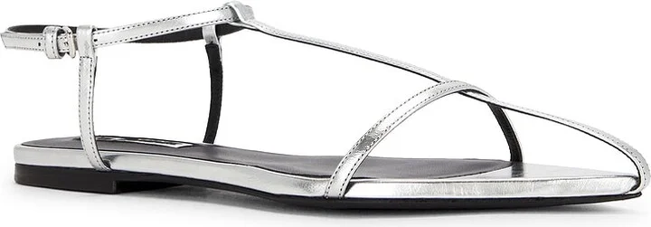Jil Sander Flat Sandal in Metallic Silver - Image 2