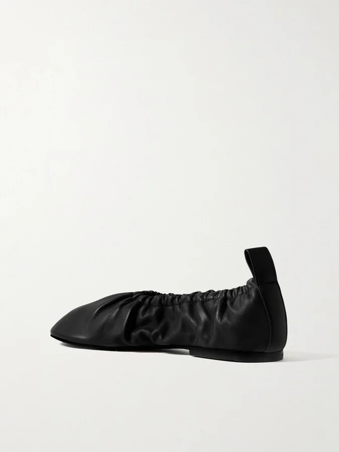Jil Sander - Gathered Leather Ballet Flats - Black - Image 3