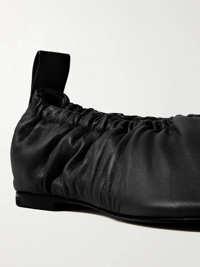 Jil Sander - Gathered Leather Ballet Flats - Black - Image 4
