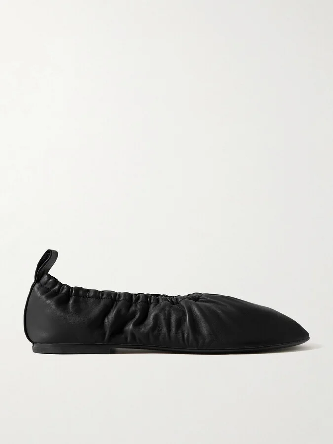 Jil Sander - Gathered Leather Ballet Flats - Black