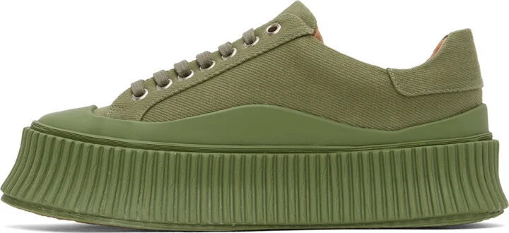 Jil Sander Green Platform Sneakers - Image 3