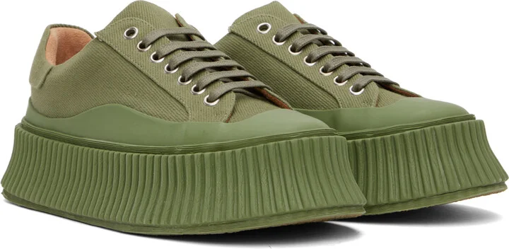 Jil Sander Green Platform Sneakers - Image 4