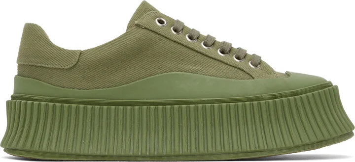 Jil Sander Green Platform Sneakers